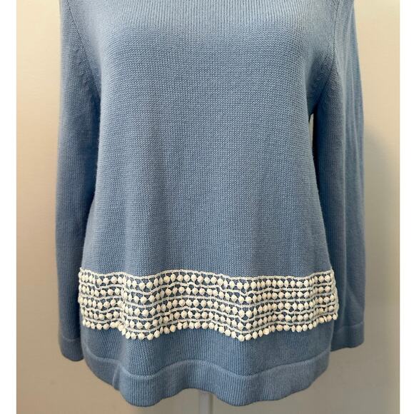 J. Crew Light Blue Merino Wool Blend Sweater with Lace Detail - Picture 5 of 13